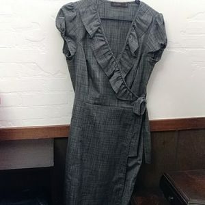 The Limited Ruffled wrap dress black and white